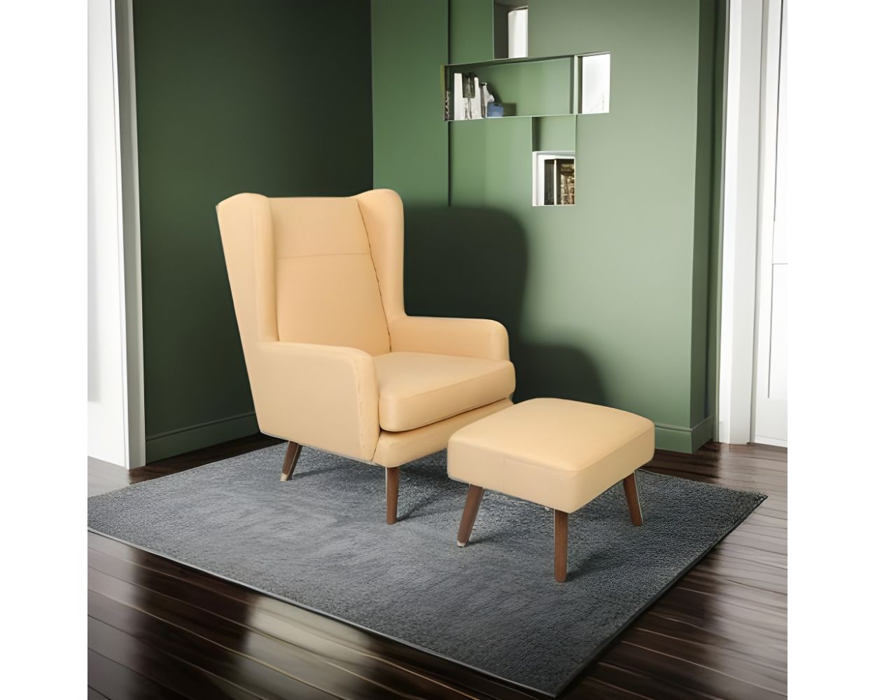 Wing chair with discount stool